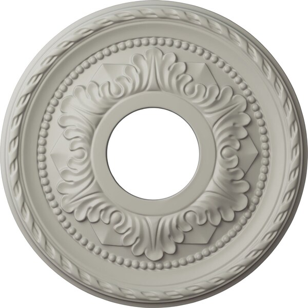 Ekena Millwork Palmetto Ceiling Medallion (Fits Canopies up to 4 7/8"), 12 1/8"OD x 3 1/2"ID x 1"P, Pot of Cream CM12PMPCF - main